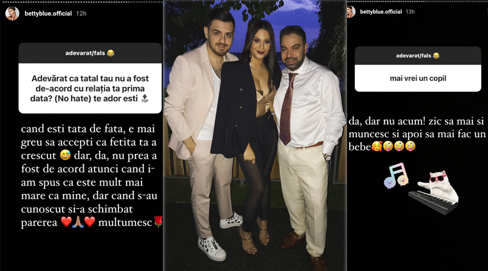 Betty Blue a dezvăluit informații neștiute despre relația dintre tatăl și soțul ei © Instagram Stories & Facebook.