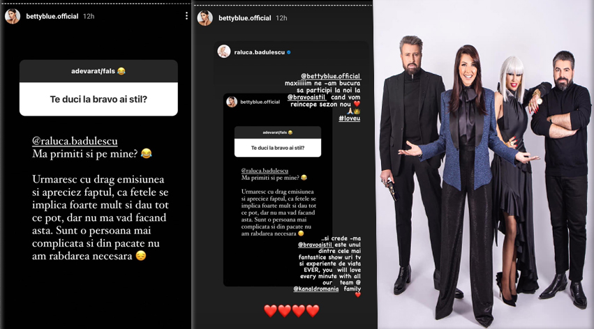 Betty Blue, primele declarații despre participarea la “Bravo, ai stil! Celebrities” + reacția Ralucăi Bădulescu în legătură cu mărturisirile fiicei lui Florin Salam © Instagram Stories / Facebook