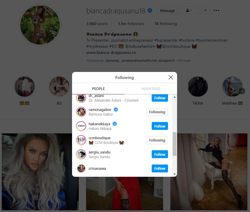 Bianca Drăgușanu i-a dat unfollow lui Gabi Bădălău pe toate rețelele de socializare © Instagram