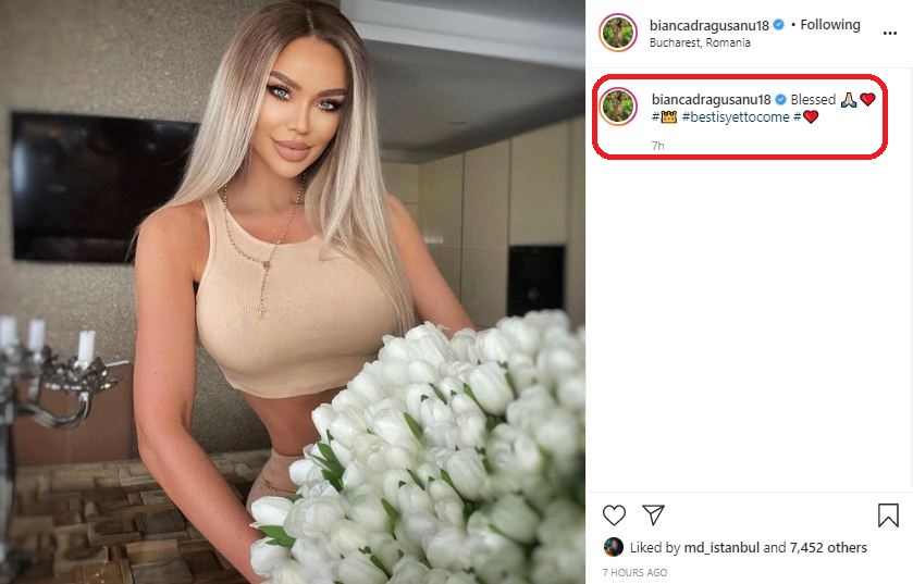 Bianca Drăgușanu nu a dezvăluit de la cine a primit azi, de Dragobete, imensul buchet de lalele albe © Instagram