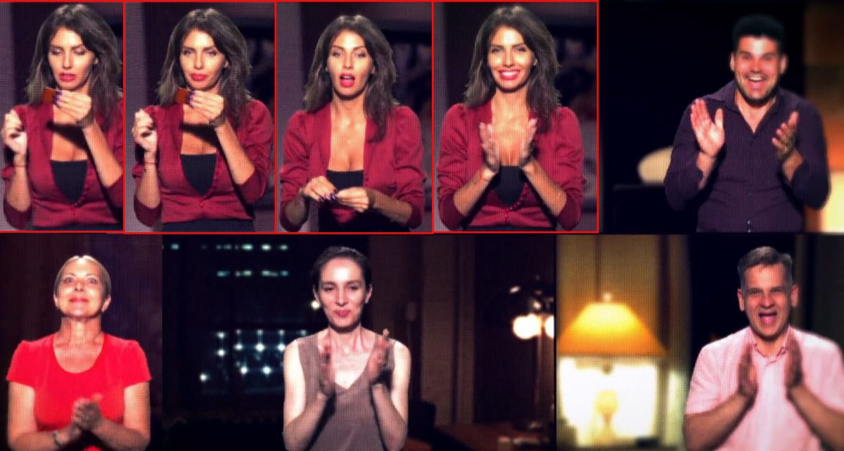 Una dintre tinerele care au apărut pe videowall-ul de la “Românii au talent” a fost prinsă într-un moment relativ intim © captură video Pro TV