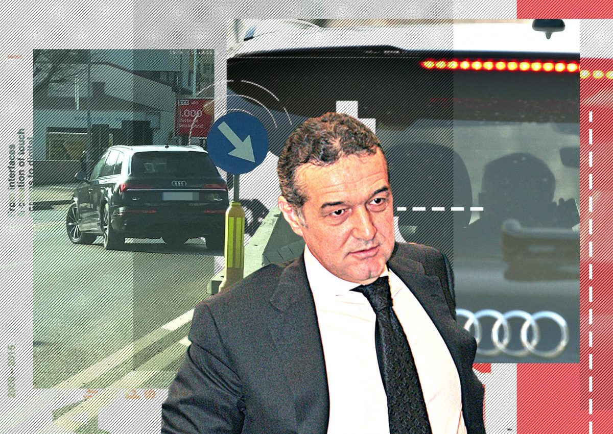 Imagine Stire Gigi Becali, “spectacol” la Palat. Cu telefonul lipit de ureche, a apărut la volanul unui Q7 țiplă și a trecut „discret” peste linia continuă | 2review.ro