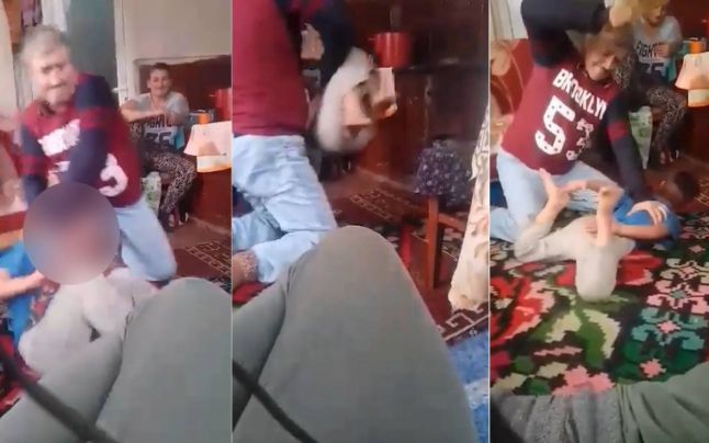 Scene de groază într-un casă din Suceava! Un tată, filmat în timp ce îşi rupe din bătaie fiul de 7 ani. Reacția șocantă a mamei. VIDEO