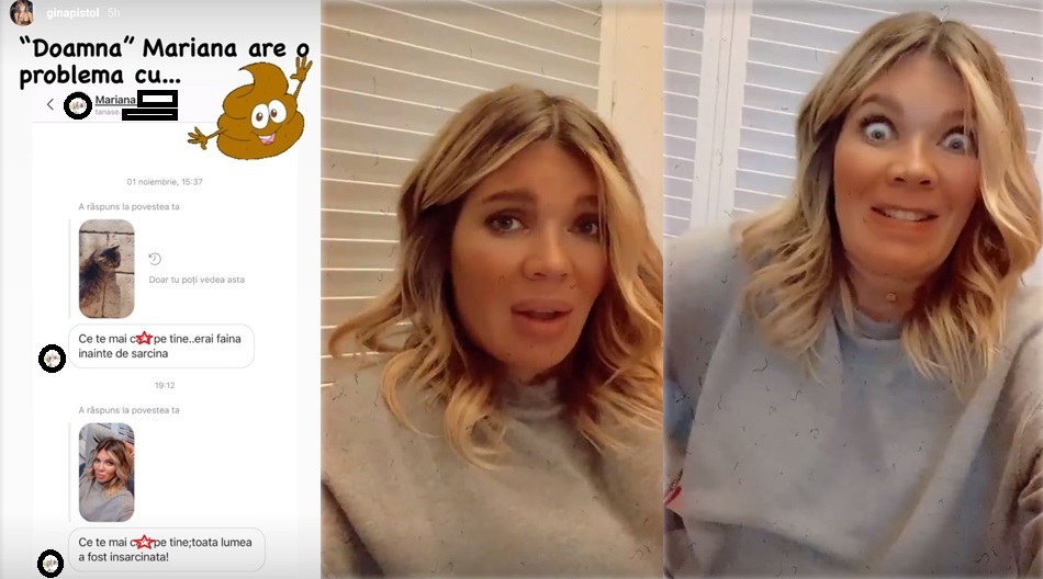 Gina Pistol a răbufnit azi-noapte la adresa unei femei care i-a trimis mesaje total nepotrivite. Fosta prezentatoare a precizat că au mai fost și alte persoane care i-au adresat cuvinte jignitoare © Instagram Stories