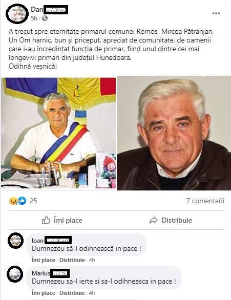 Mircea Pătrânjan a fost unul dintre cei mai longevivi primari din România © Facebook