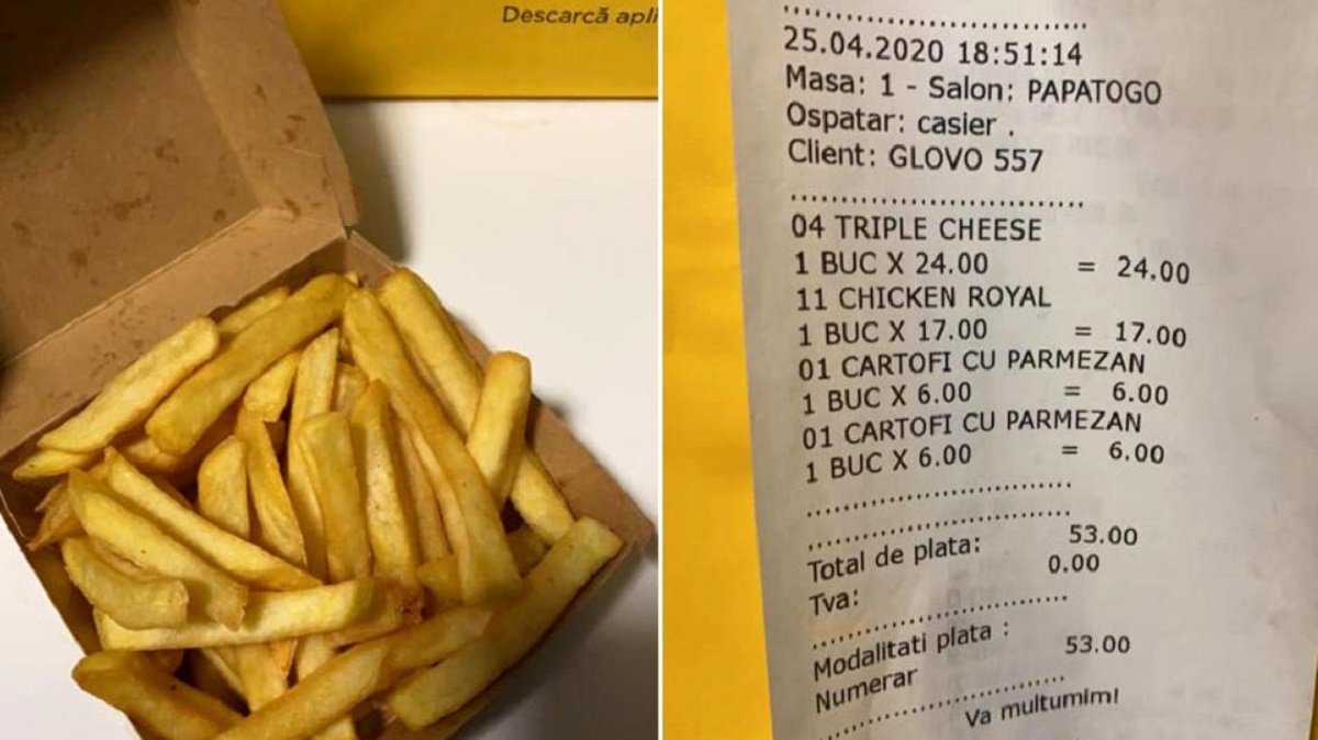 Un tânăr din Iași a comandat un burger și cartofi cu parmezan prin Glovo. Când i-a ajuns pachetul cu mâncare, să leșine – Ce a primit, de fapt