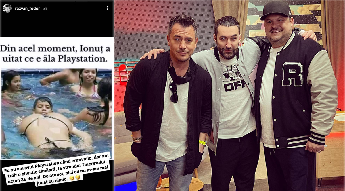 Pe când era copil și se afla la ștrandul Tineretului, Răzvan Fodor a asistat la o scenă similară cu cea din imaginea aflată în stânga colajului. El a bun prieten cu Smiley și Bobonete © Instagram Stories & Facebook