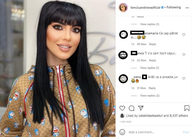 Andreea Tonciu, umilită de câteva femei pe Instagram, după ce a publicat această imagine prin intermediul căreia le-a cerut părerea în legătură cu bretonul