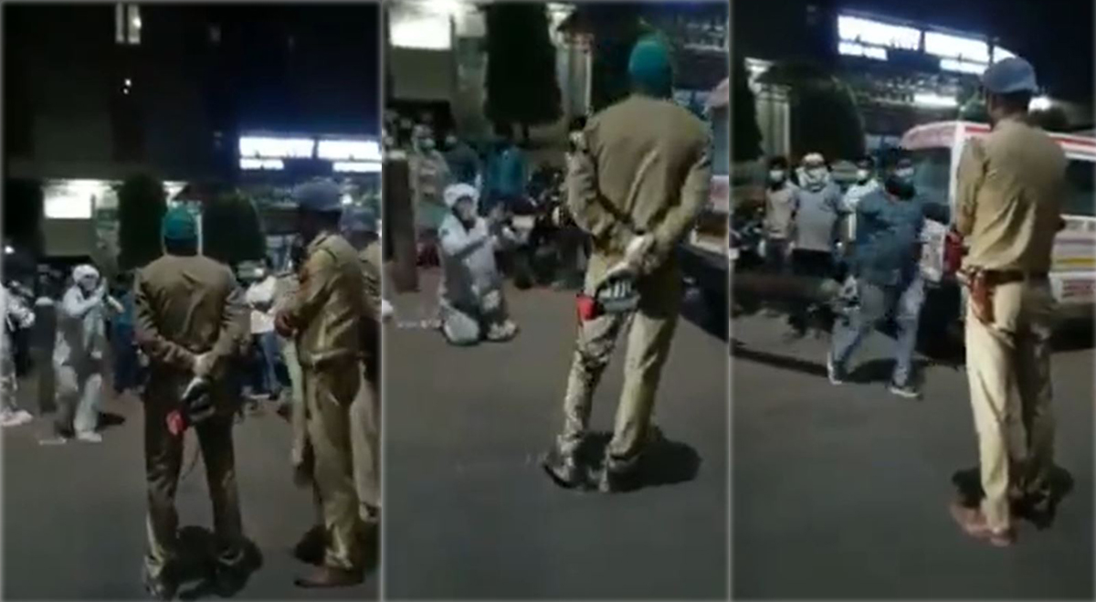 Imagine Stire O femeie din India care avea COVID ​a murit după ce polițiștii i-au luat butelia de oxigen ca să ajute un VIP. Imaginile sfâșietoare cu fiul pacientei care i-a implorat în genunchi să nu ia recipientul | VIDEO | 2review.ro