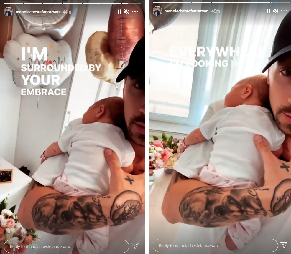 Ștefan Manolache, prima apariție alături de fetița lui