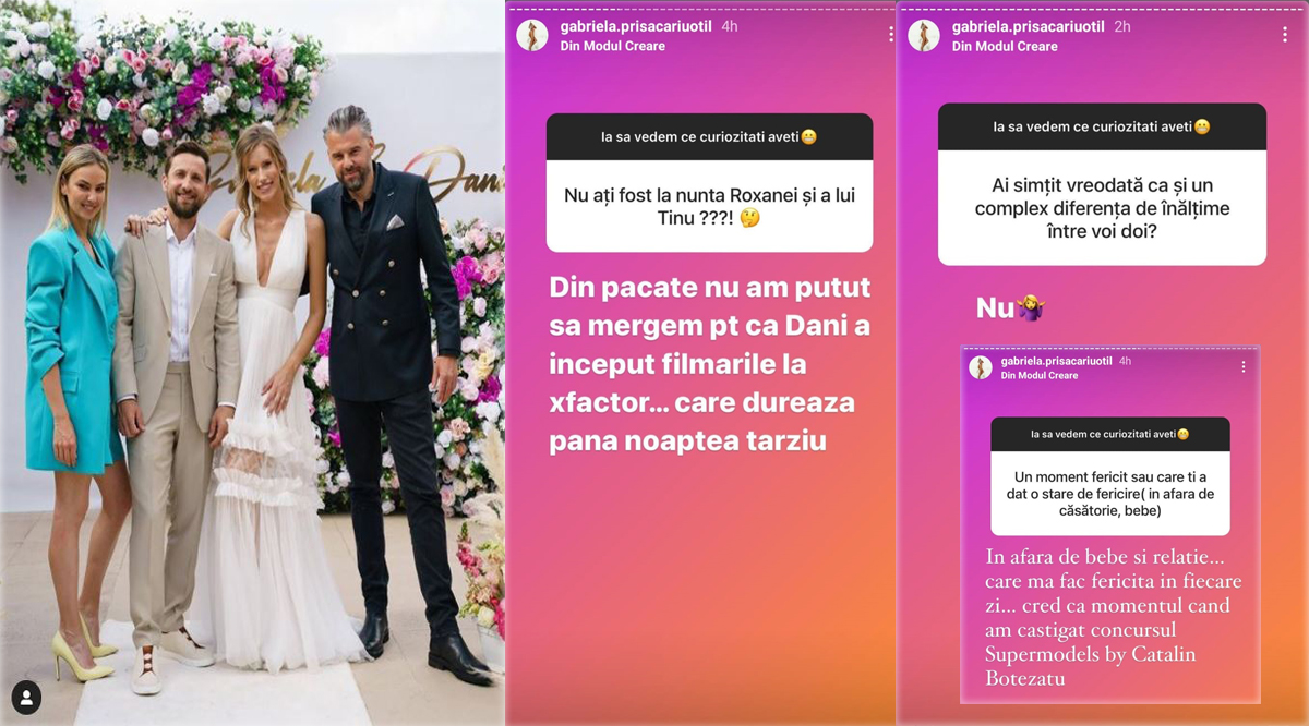 În weekendul care a trecut Gabriela Prisăcariu a dezvăluit adevăratul motiv pentru care ea și Dani Oțil nu au fost prezenți nici la nunta Roxanei Ionescu și a lui Tinu Vidaicu și nici la petrecerea care a avut loc vineri seara, 18 iunie 2021 © Instagram Stories