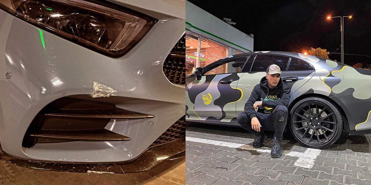 Imagine Stire Lino Golden, din nou cu bolidul avariat. Cum a reușit să-și lovească iar mașina de zeci de mii de euro | 2review.ro