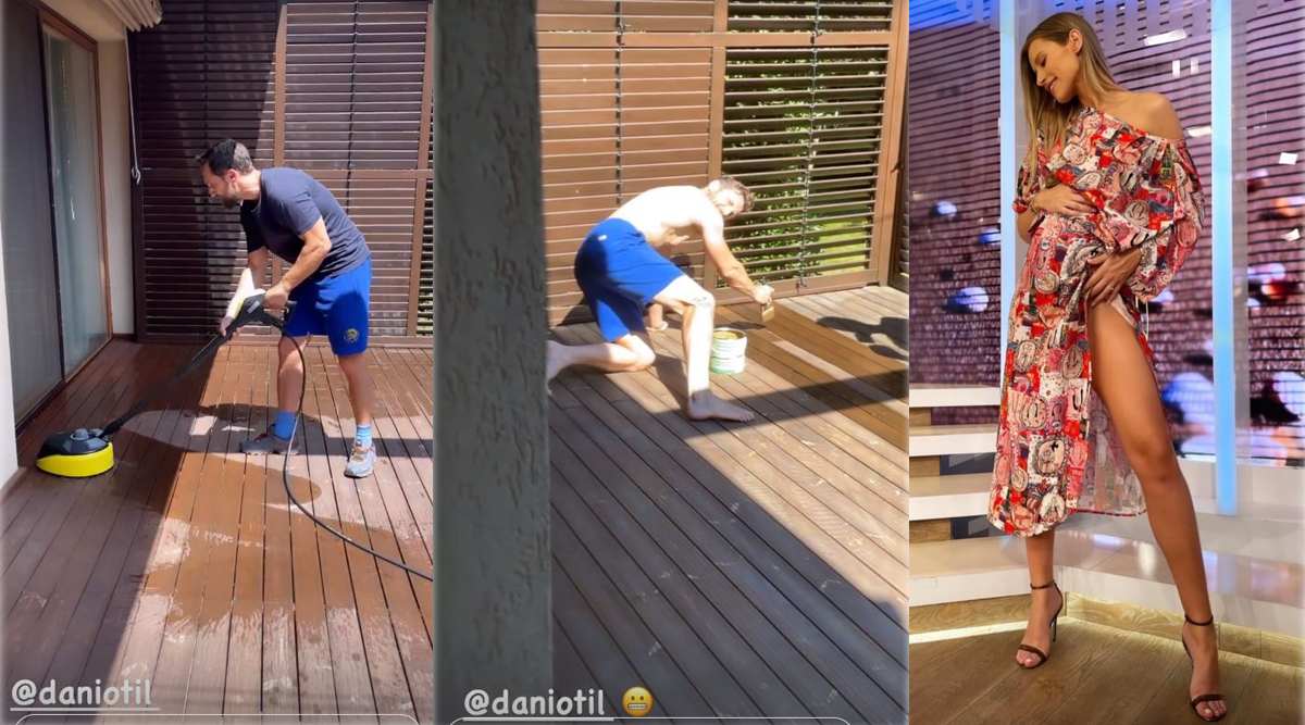 Imagine Stire Dani Oțil a trecut la munca de jos: “Te-ai căsătorit, stai în genunchi”. Gabriela Prisăcariu a filmat amuzată momentele | FOTO | 2review.ro