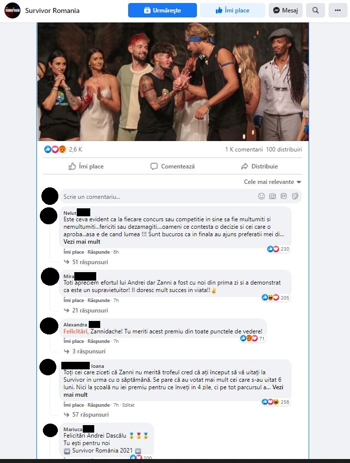 Fanii lui Andrei Dascălu și ai lui Zanni și-au scris nemulțumirile pe contul oficial de Facebook al emisiunii “Survivor România”. Câștigătorul a plecat din Republica Dominicană cu marele premiu în valoare de 50.000 de euro © Facebook