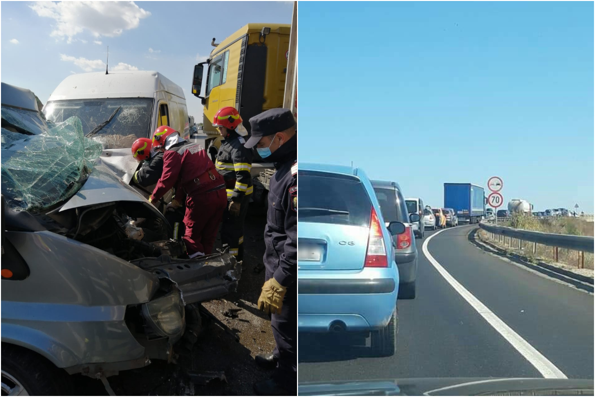 Accident cu 8 victime în Prahova. Un TIR și două dubițe s-au izbit. FOTO