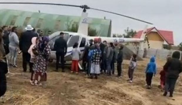 Primarul unei comune din Dolj, adus la nuntă cu elicopterul. “Fu mișto! A fost ambiția lu’ finu’” | VIDEO