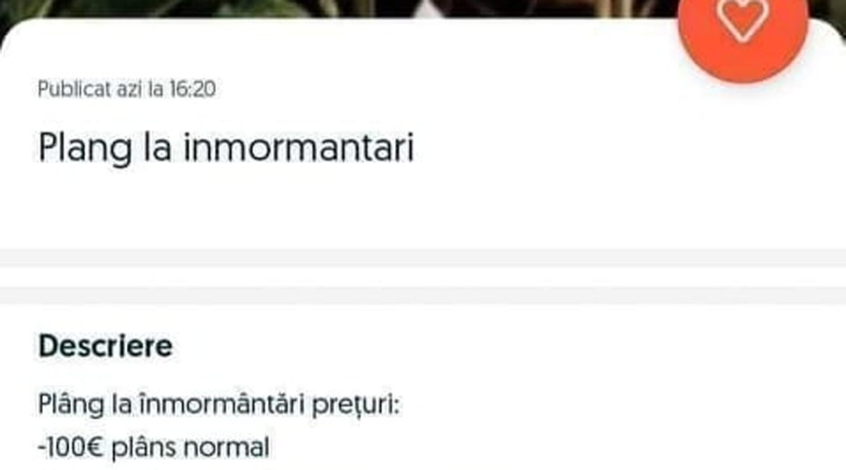 Imagine Stire BANC | „Plâng la înmormântări! 100 de euro – plâns normal. 200 de euro – plâns normal + aruncat în groapă” | 2review.ro