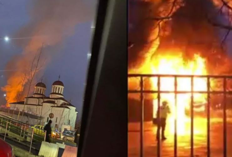 Incendiu puternic la biserica de la Doamna Ghica, din București. ISU, prima reacție