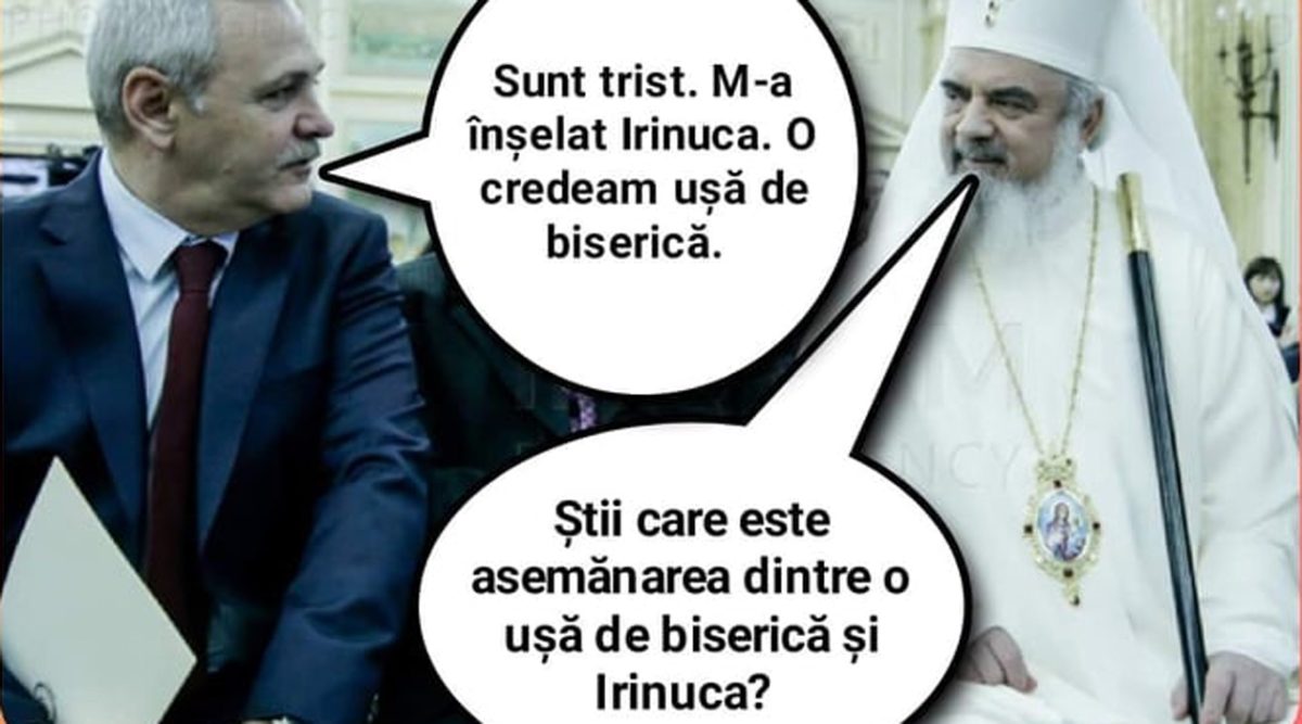 Imagine Stire BANC | Discuție între Liviu Dragnea și Patriarhul Daniel: „Care e asemănarea dintre o ușă de biserică și Irinuca?” | 2review.ro