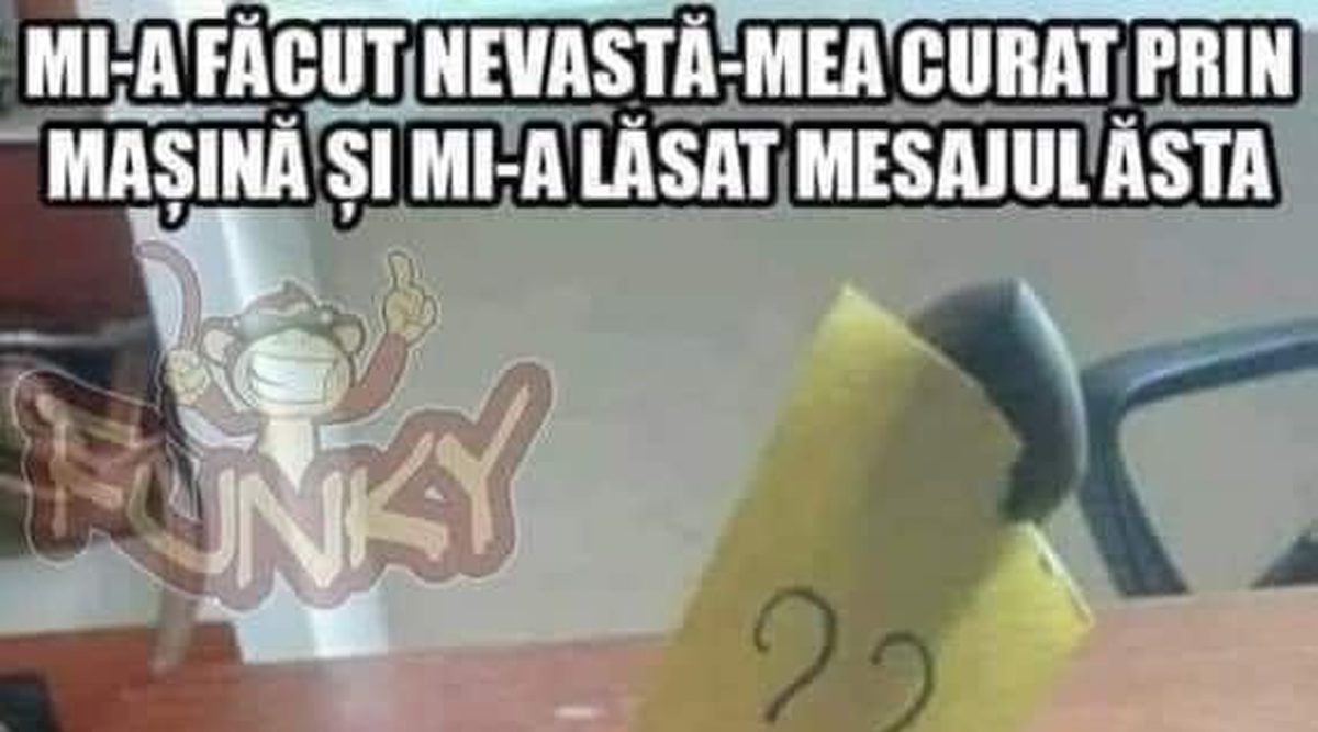 Imagine Stire BANC | „Mi-a făcut nevastă-mea curat prin mașină și mi-a lăsat mesajul ăsta. Aveți idee ce înseamnă?” | 2review.ro