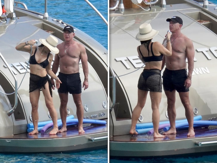 Imagine Stire Imagini incendiare cu unul dintre cei mai bogați oameni ai lumii. Jeff Bezos, la bustul gol, cu iubita pe iaht în Caraibe | 2review.ro