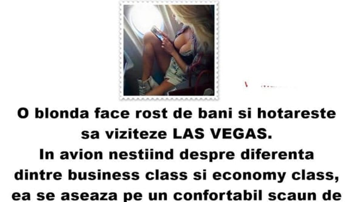 Imagine Stire BANC | Ce a făcut o blondă în avion, la business class | 2review.ro