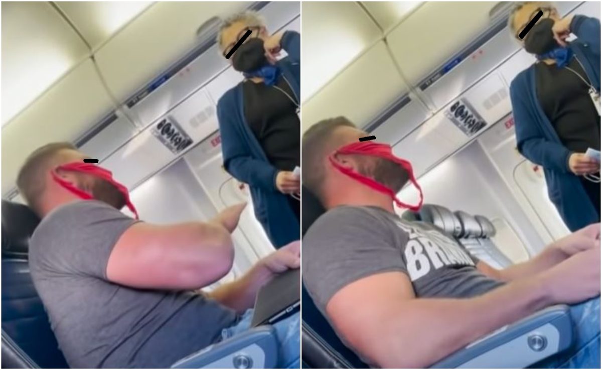 Nu e banc! Un bărbat s-a afișat cu o pereche de lenjerie intimă pe față, în loc de mască, în avion. Ce s-a întâmplat la scurt timp
