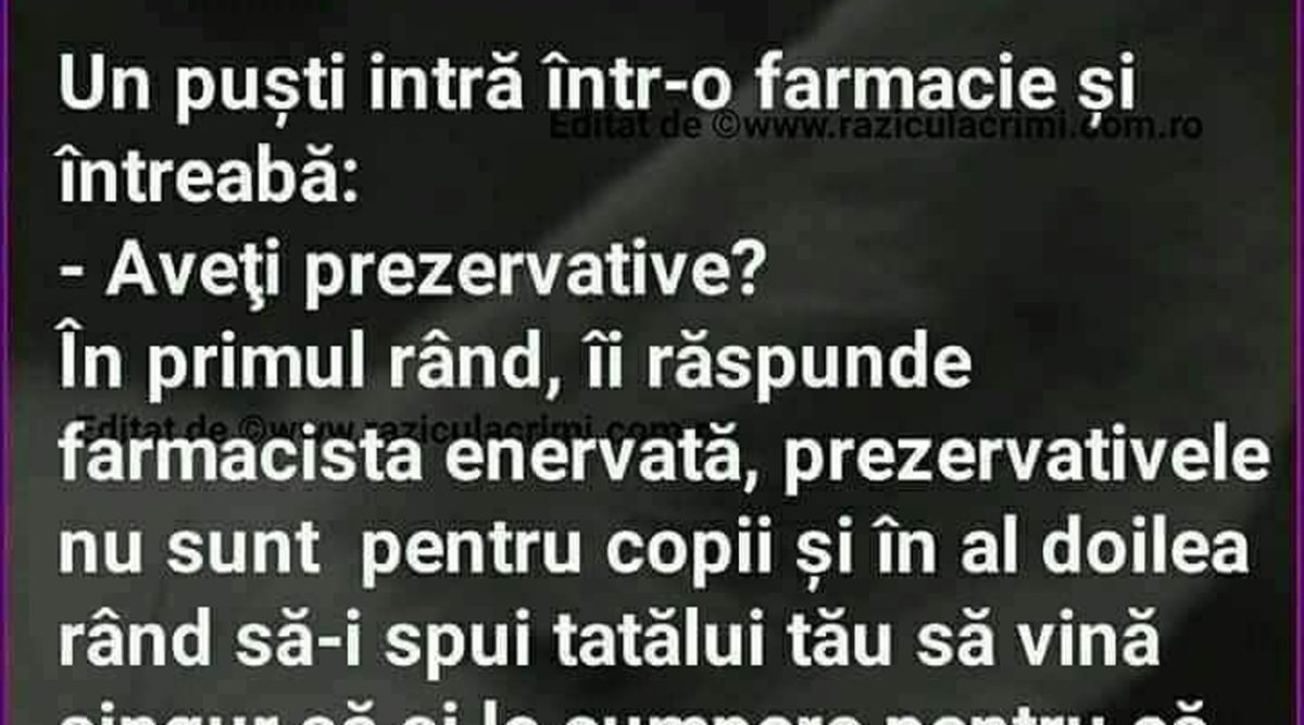 Imagine Stire BANCUL ZILEI | Un puști intră într-o farmacie și întreabă: „Aveți prezervative?” | 2review.ro