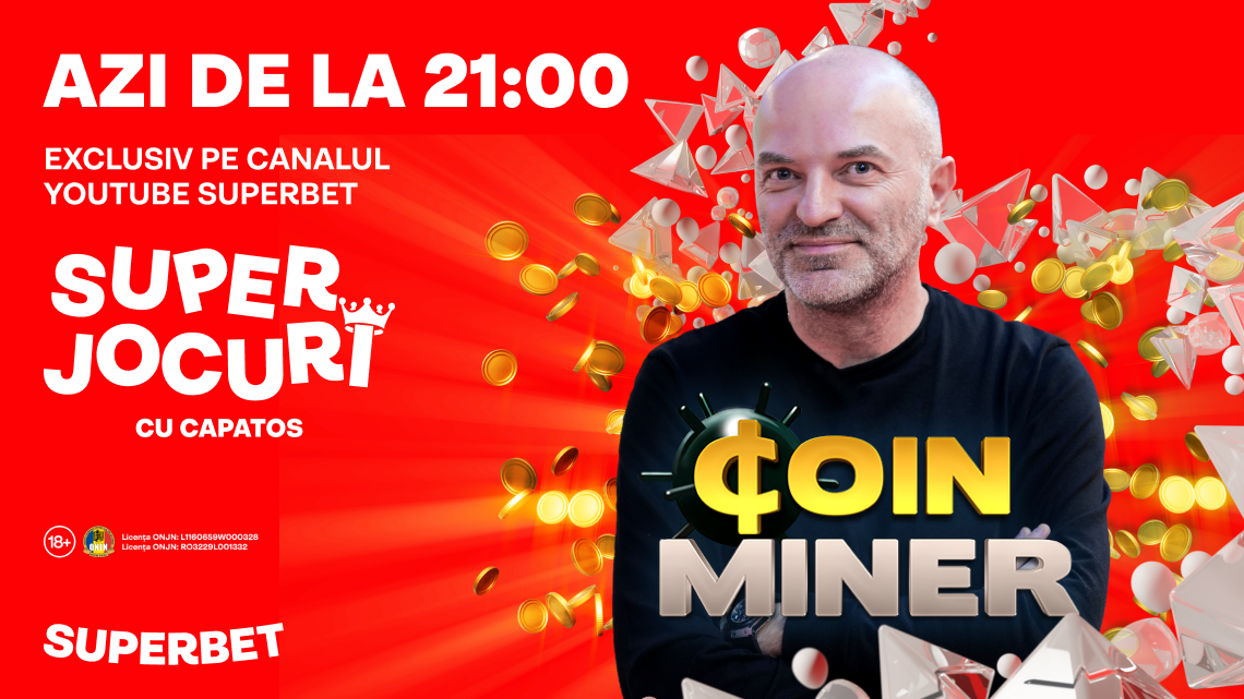 Dan Capatos prezintă azi de la 21 live pe YouTube Superbet un joc superoriginal. CoinMiner este versiunea de casino a celebrului Minesweeper.