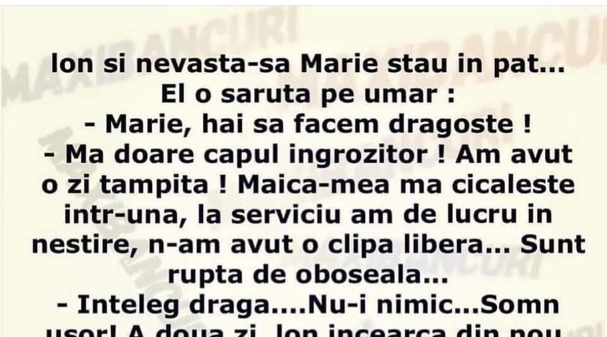 Imagine Stire BANC | Ion și Maria stau în pat: „Mărie, hai să facem dragoste!” | 2review.ro