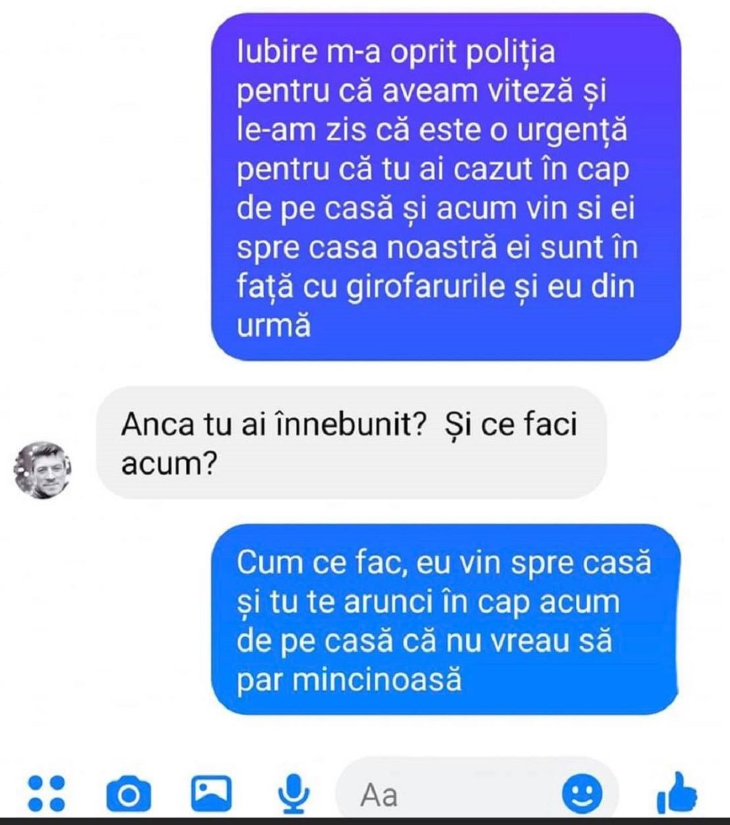 BANCUL ZILEI | ”M-a oprit poliția și le-am spus că ai căzut în cap de pe casă…”