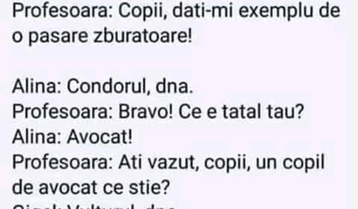 Imagine Stire BANCUL ZILEI | „Copii, dați exemplu de o pasăre zburătoare!” Ce a răspuns Bulă | 2review.ro