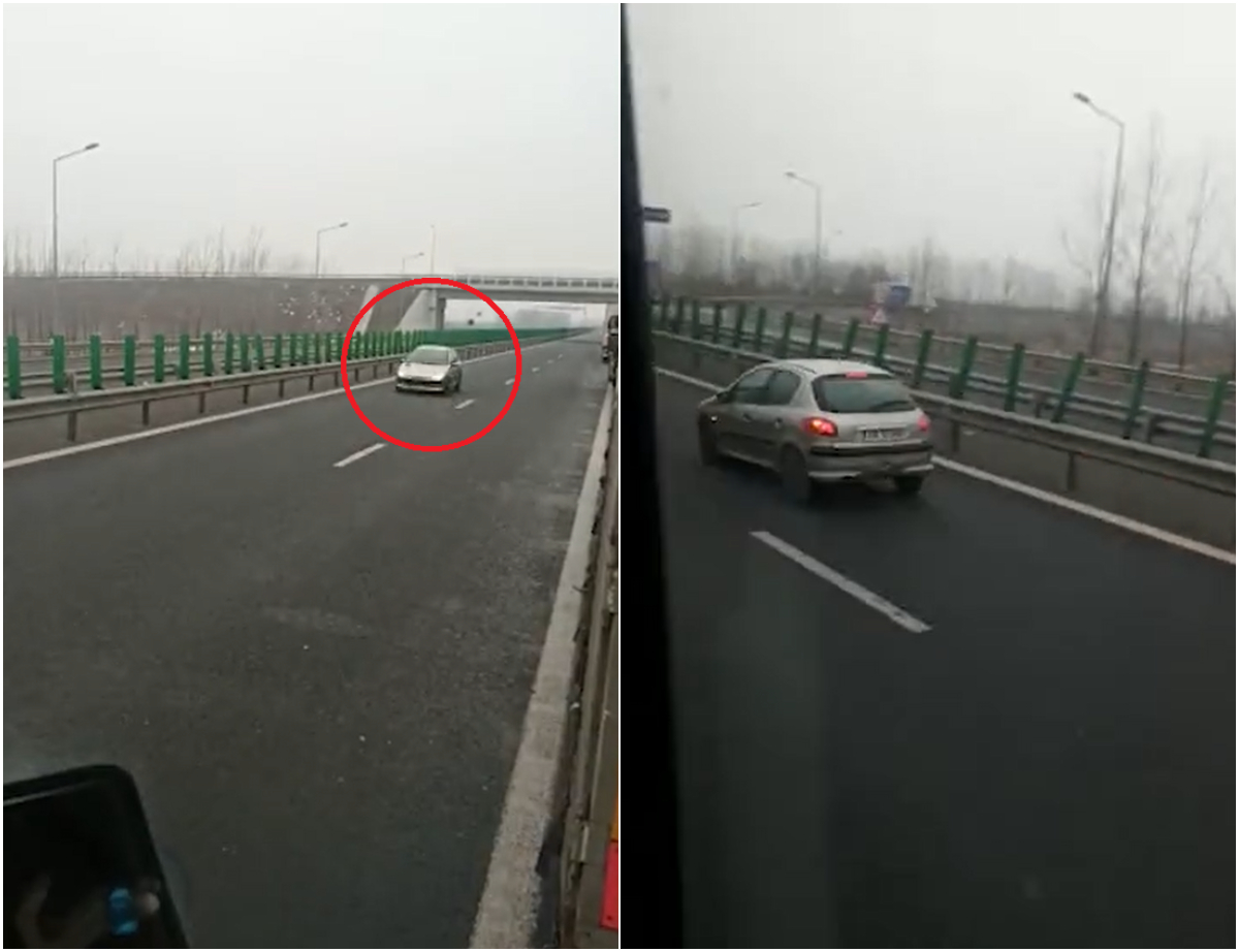 Imaginile zilei | O tânără de 22 ani a fost filmată în timp ce conducea pe contrasens, pe autostrada A1 Nădlac – Deva