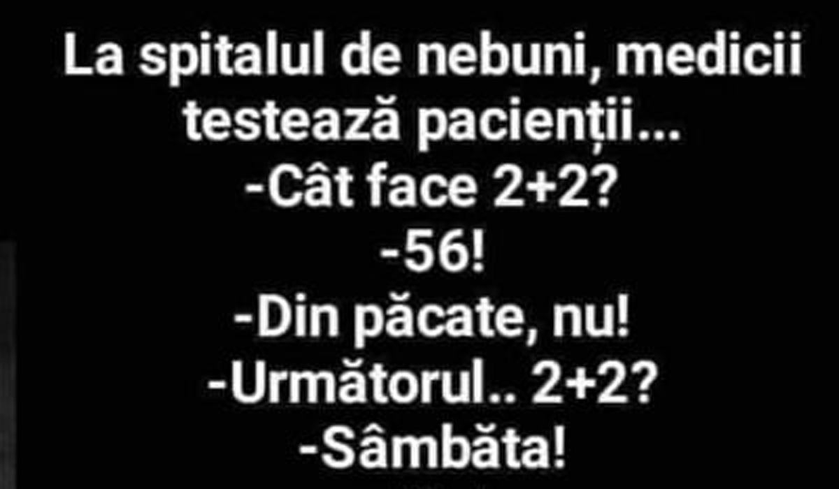 Imagine Stire BANC | La spitalul de nebuni, medicii testează pacienții: „Cât fac 2+2?” | 2review.ro