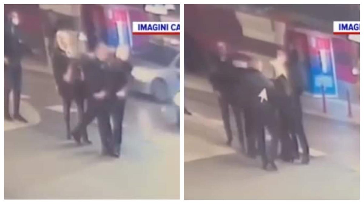 Momentul în care un polițist este bătut de un interlop, chiar în fața colegilor care nu au intervenit. VIDEO