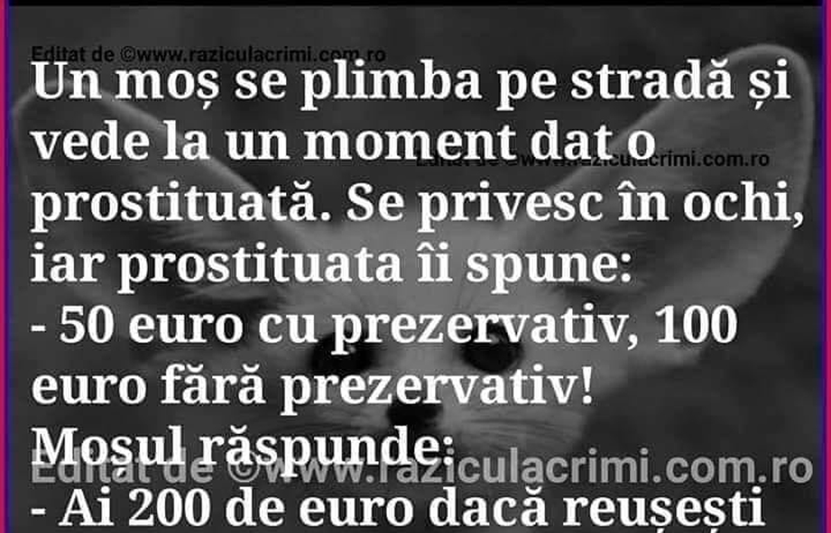 Imagine Stire BANC | Un moș se plimbă pe stradă și vede o prostituată: „50 de euro cu..” | 2review.ro
