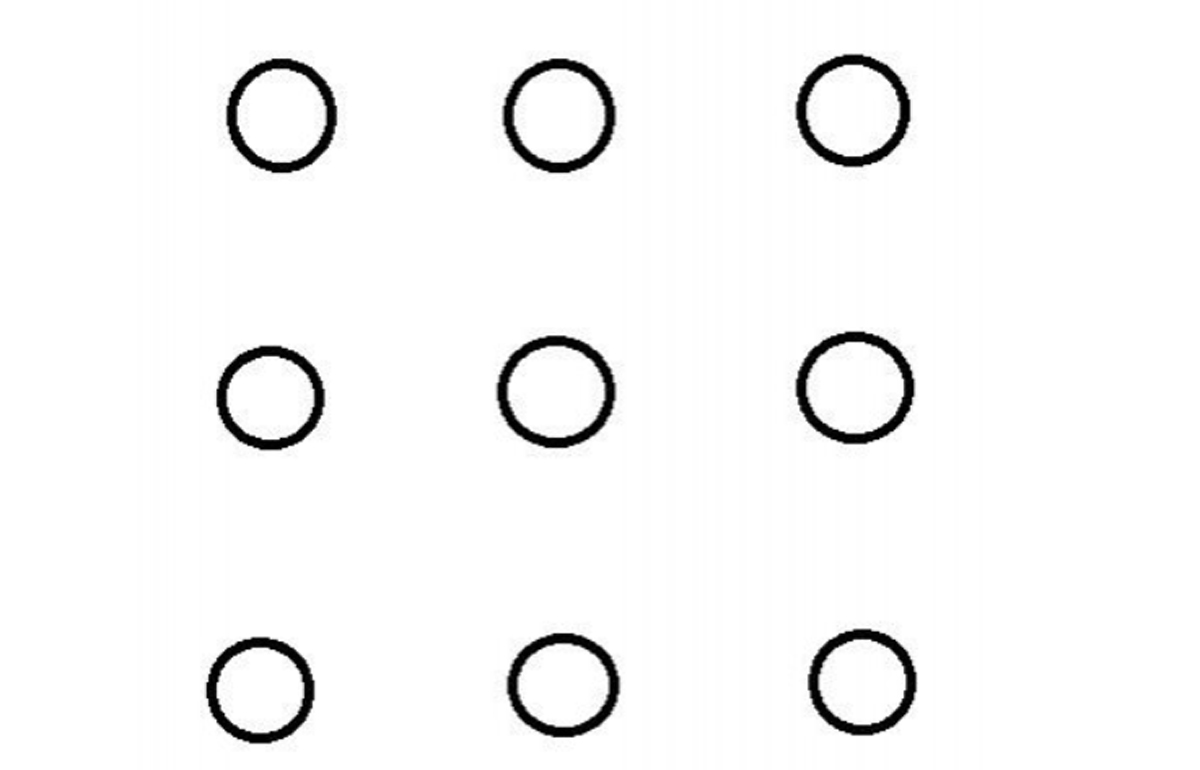 TEST IQ | Unește cele 9 cerculețe, folosind doar 4 linii, fără să ridici pixul de pe foaie