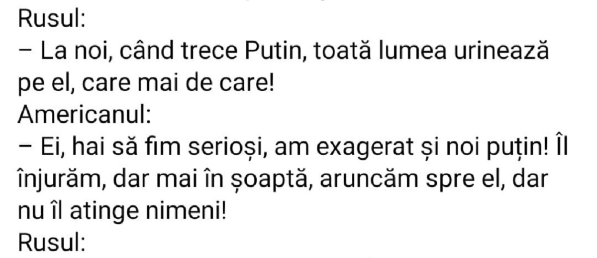 Imagine Stire BANC | “La noi, când trece Putin… toată lumea urinează pe el!” | 2review.ro