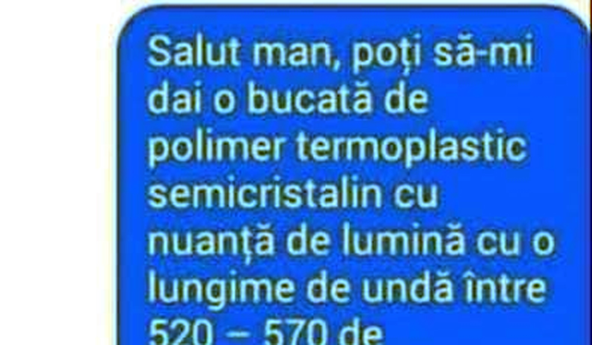 Imagine Stire BANC | „Salut, man! Poți să-mi dai o bucată de polimer termoplastic semicristalin?!” Ce voia, de fapt | 2review.ro