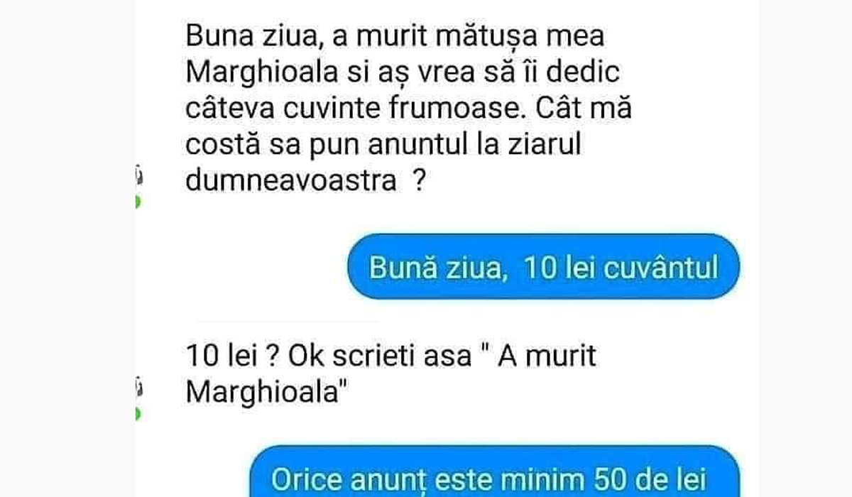 Imagine Stire BANC | „Bună ziua, a murit mătușa Marghioala și aș vrea să îi dedic câteva cuvinte frumoase. Cât mă costă să pun anunțul în ziarul dumneavoastră?” | 2review.ro