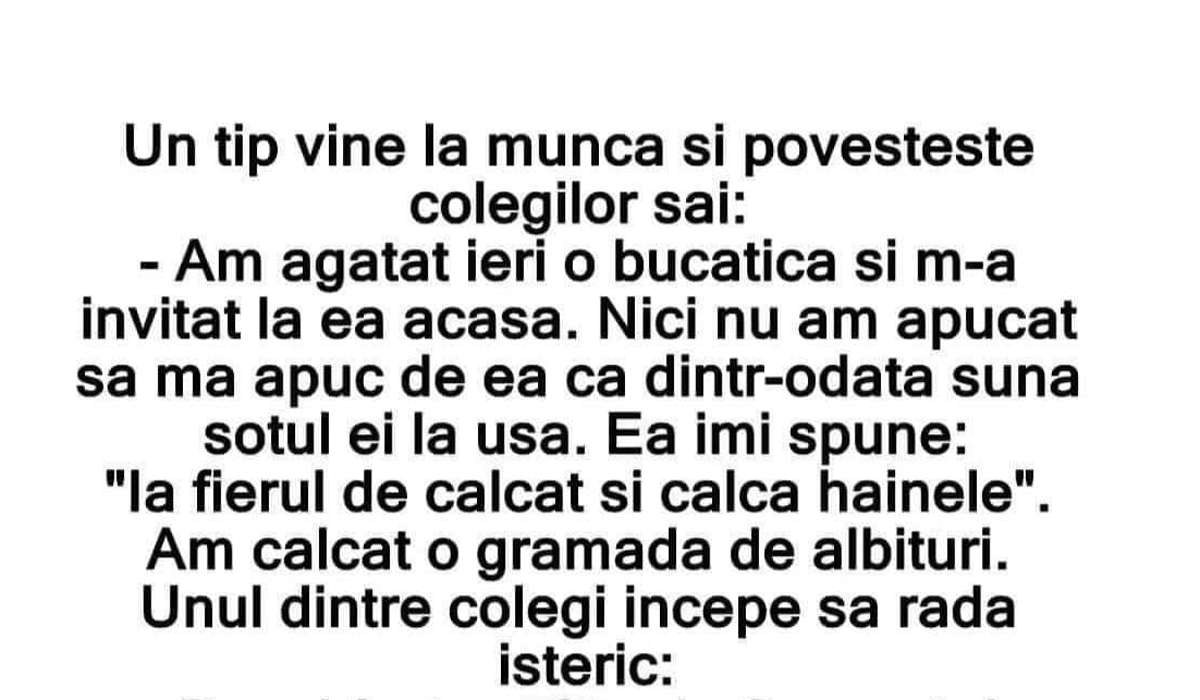 Imagine Stire BANC | Bulă povestește colegilor la muncă: „Am agățat ieri o bucățică și m-a invitat la ea acasă” Ce a urmat e mega-comic | 2review.ro