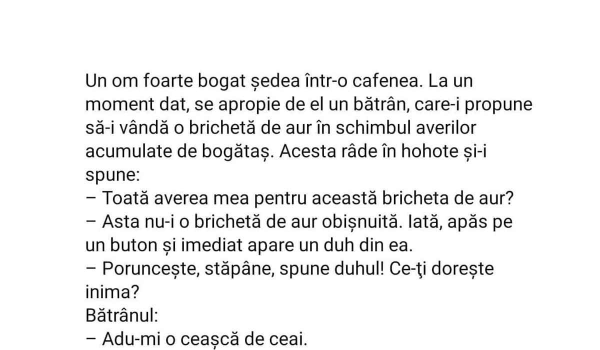 Imagine Stire BANC | Un miliardar ședea într-o cafenea. Un bătrân vine la el și îi propune să îi vândă o brichetă fermecată de aur, în schimbul tuturor averilor lui | 2review.ro