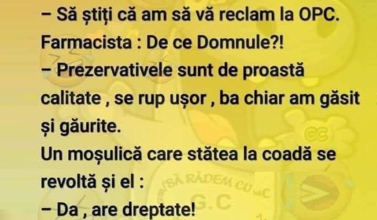 Imagine Stire BANC | Bulă intră nervos în farmacie: „Să știți că vă reclam la OPC! Prezervativele sunt de proastă calitate” | 2review.ro