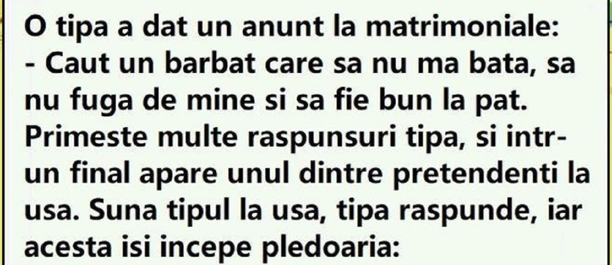 Imagine Stire BANC | Anunț la matrimoniale: ”Caut un bărbat care să nu mă bată, să nu fugă de mine și să fie bun la pat” | 2review.ro