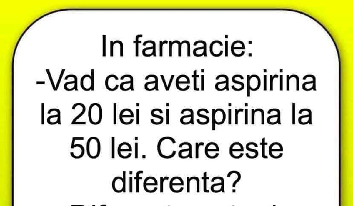 Imagine Stire BANC | În farmacie: „Văd că aveți aspirină la 20 de lei și altă aspirină, la 50 de lei. Care e diferența?” | 2review.ro