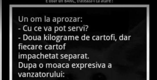Imagine Stire BANC | Un om la aprozar: ”Două kilograme de cartofi, dar fiecare cartof împachetat separat” | 2review.ro
