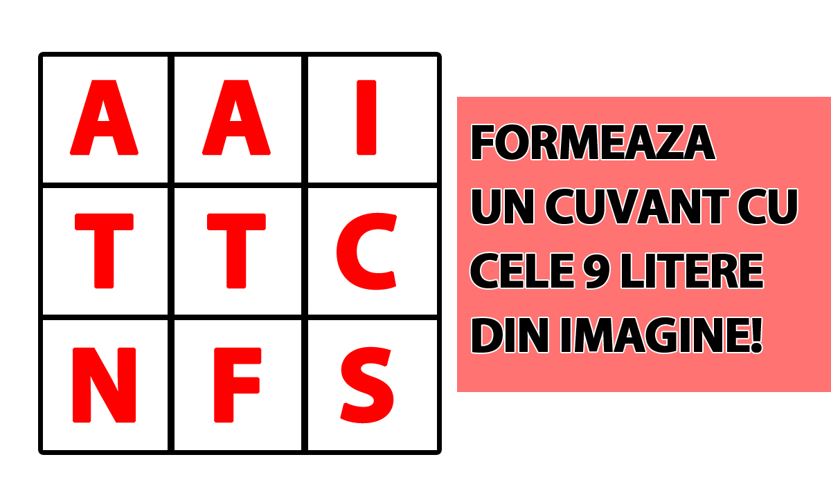 Cel mai tare test de inteligență | Formează un cuvânt cu toate cele 9 litere din imagine