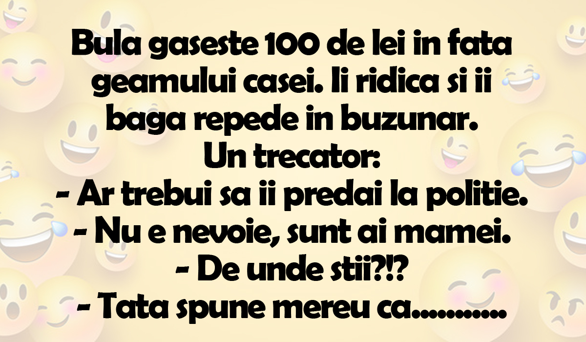 Imagine Stire BANCUL ZILEI | Bulă găseşte 100 de lei în faţa geamului casei | 2review.ro