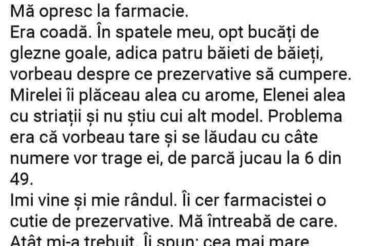 Imagine Stire BANCUL ZILEI | Coadă la farmacie. 4 bărbați vor să cumpere prezervative | 2review.ro
