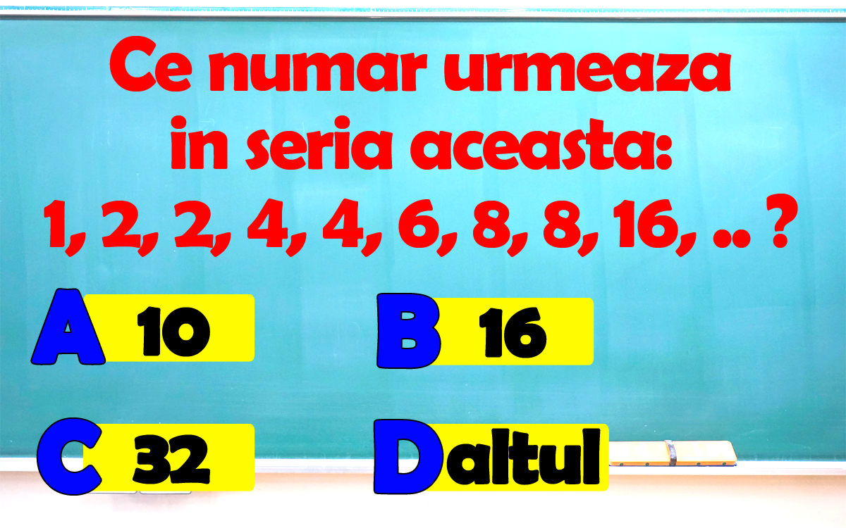 Testul IQ cu 10 întrebări foarte dificile | Prima: Ce număr urmează în seria 1, 2, 2, 4, 4, 6, 8, 8, 16?